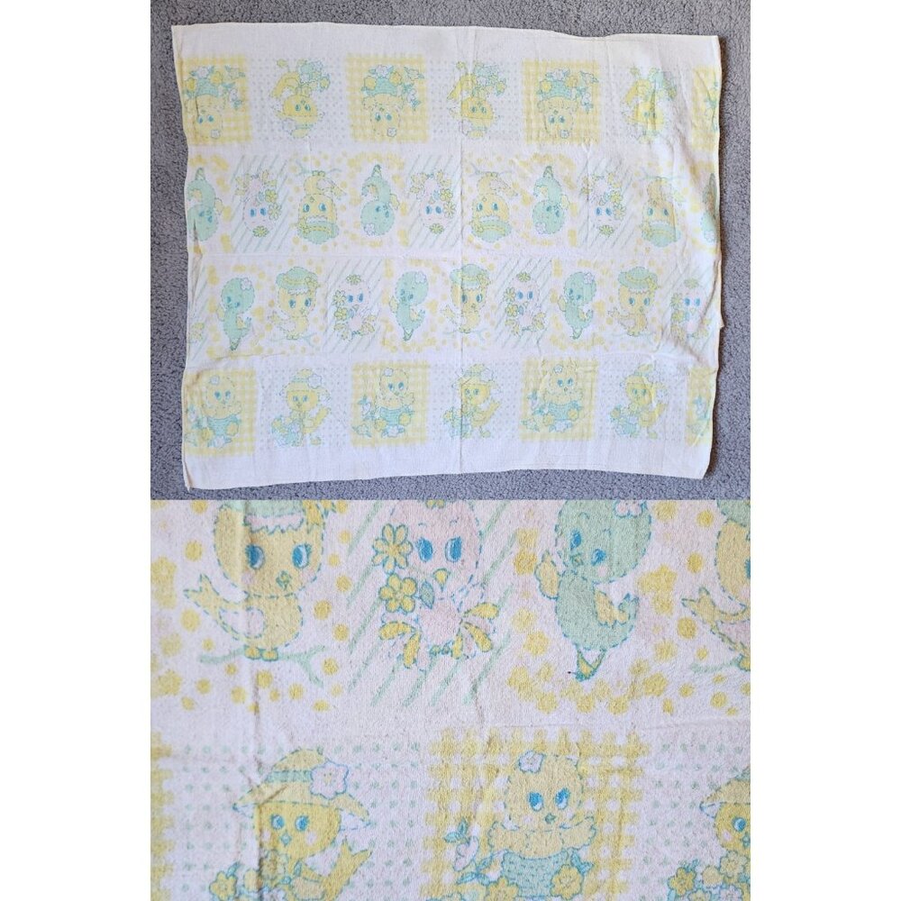 Vintage Babycare Baby Receiving Blanket 100% Cotton Soft Pastels Ducks 32 x 28